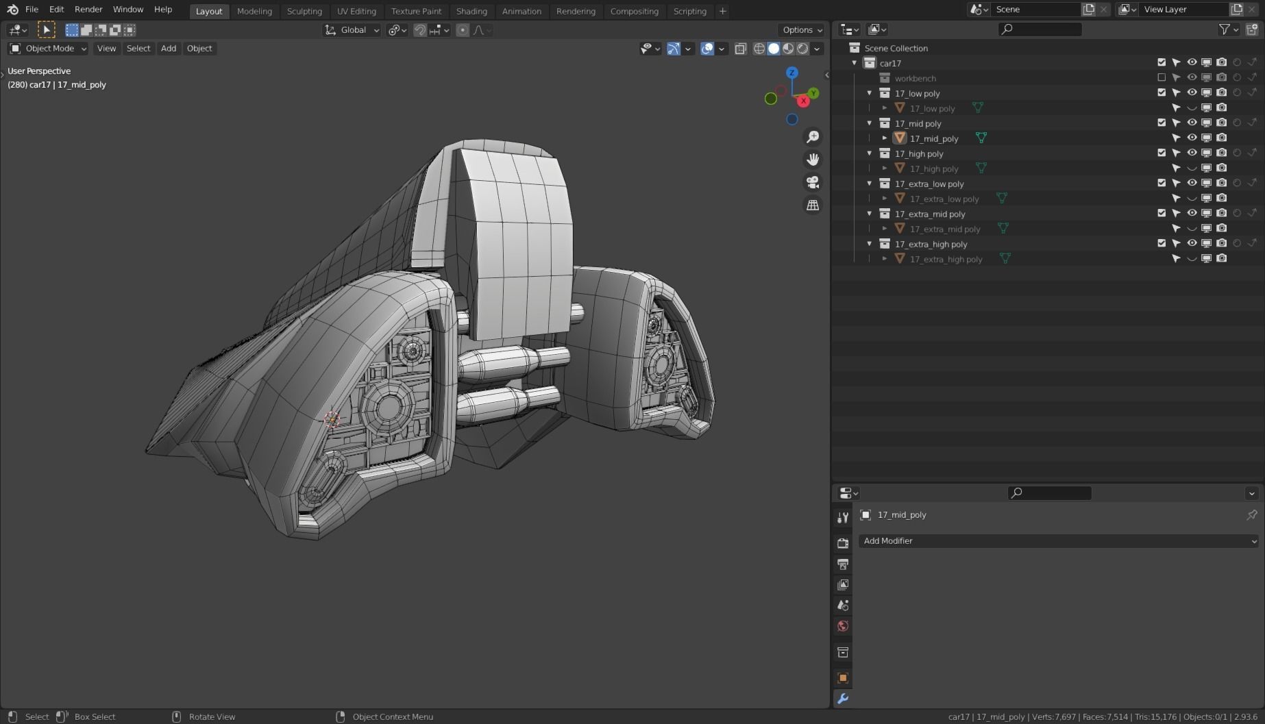 Simplistic Flying Vehicle 17 Low-poly 3D model_10