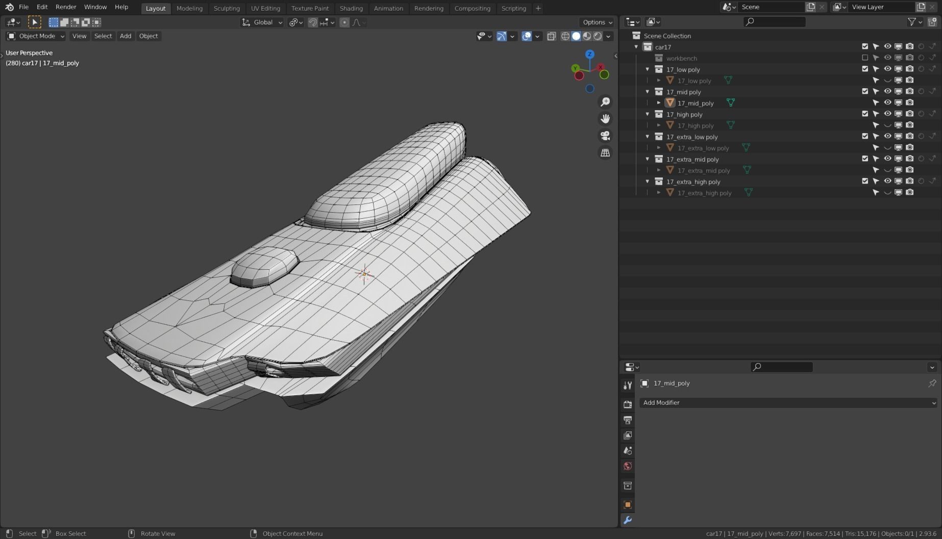 Simplistic Flying Vehicle 17 Low-poly 3D model_11
