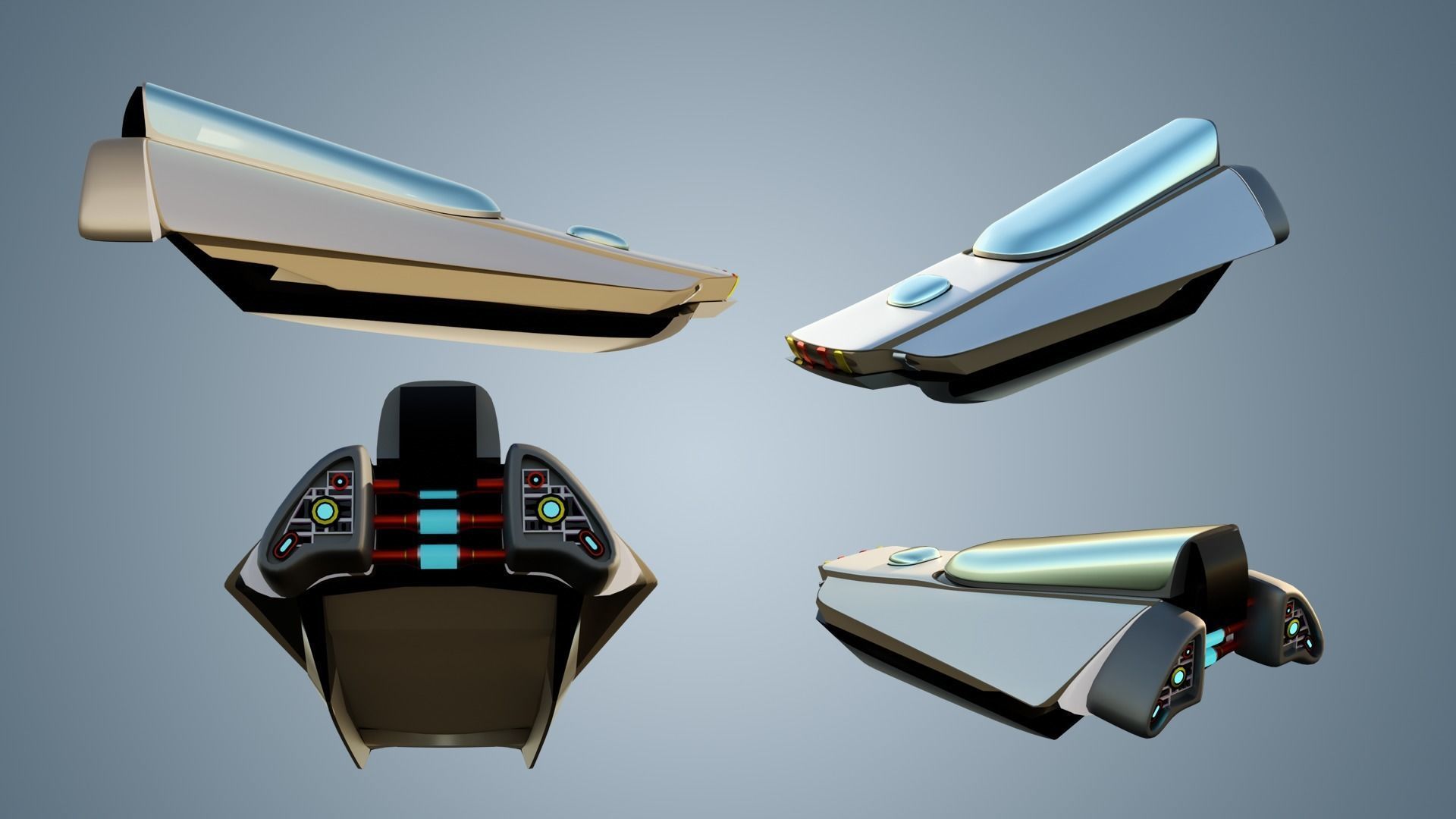 Simplistic Flying Vehicle 17 Low-poly 3D model_6