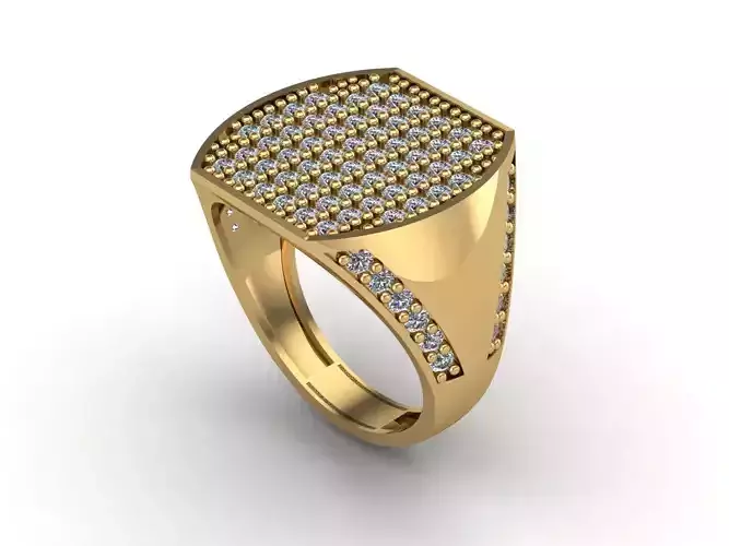 STL 3DM Mens Gemstone Diamond Men Ring With Details  3D print model
