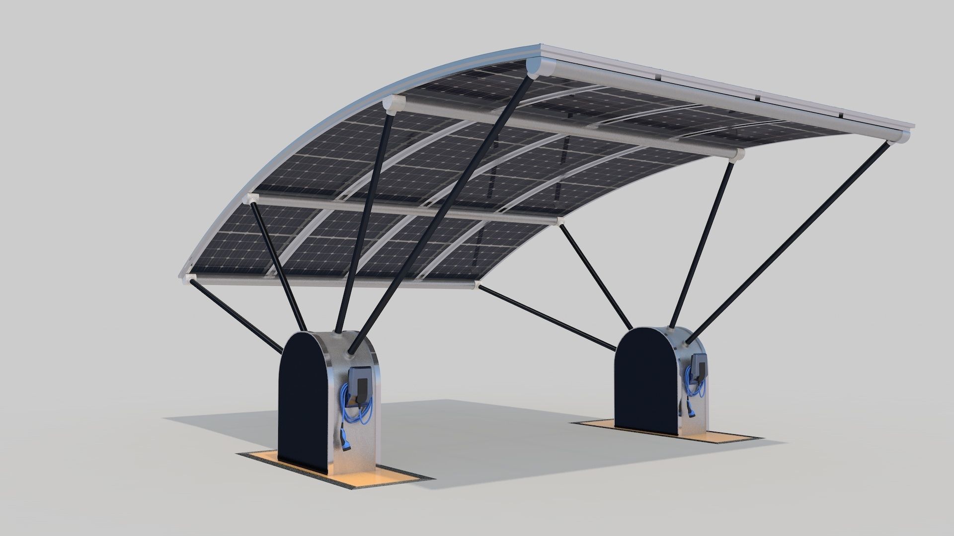 Outdoor Parking With Solar System 3D model_7