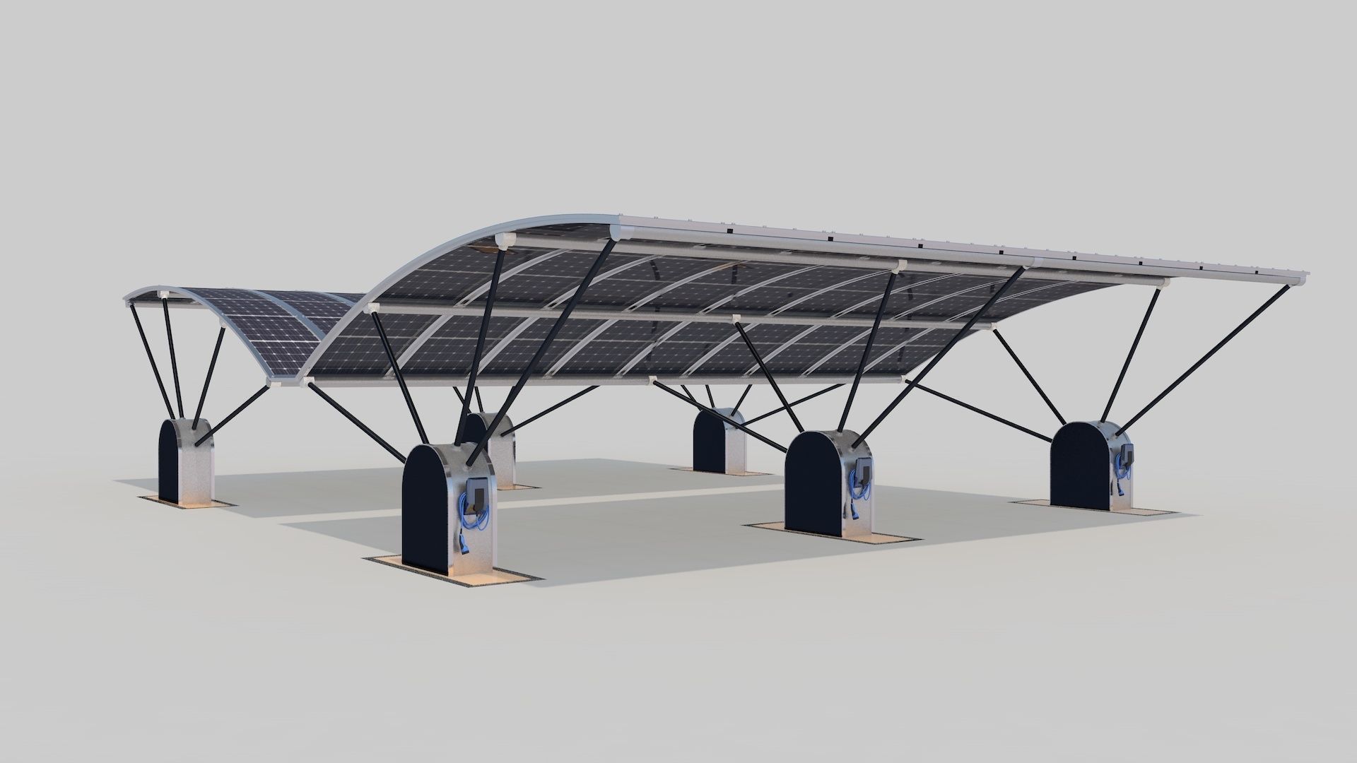 Outdoor Parking With Solar System 3D model_17