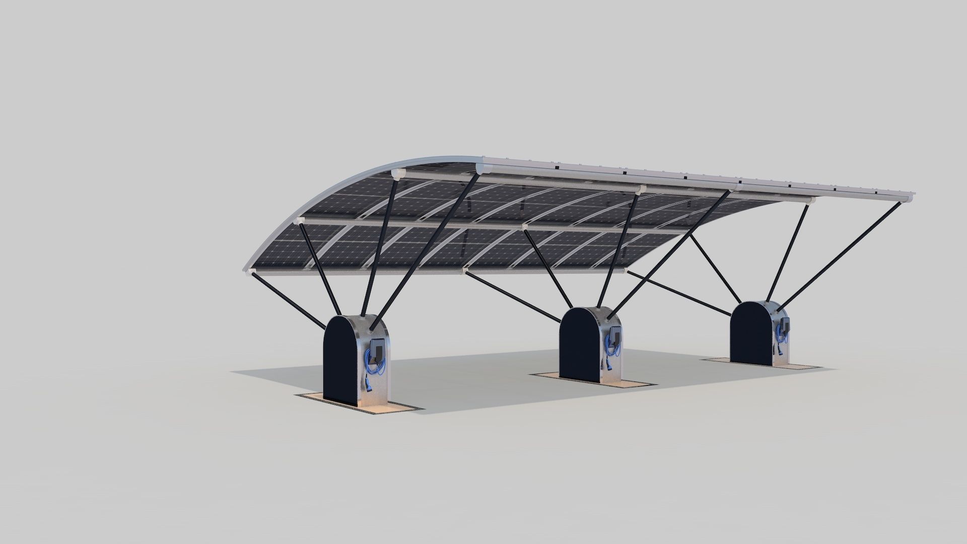 Outdoor Parking With Solar System 3D model_15