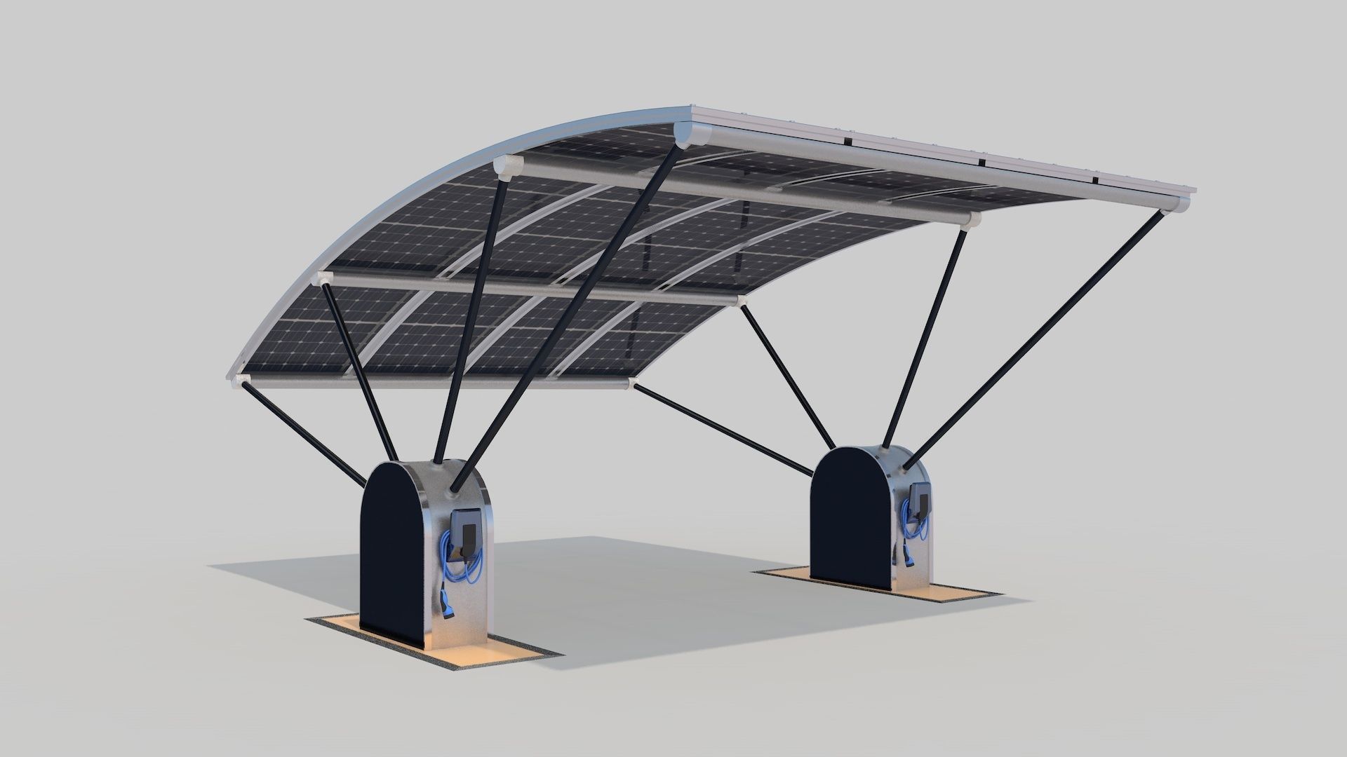 Outdoor Parking With Solar System 3D model_1