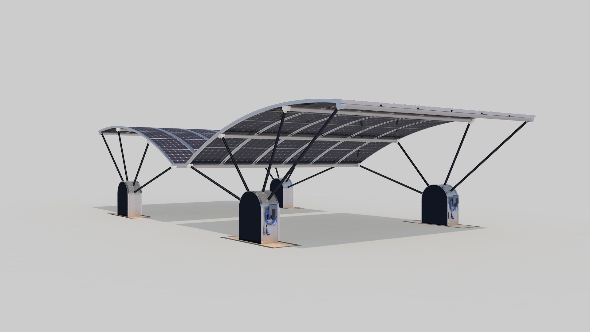 Outdoor Parking With Solar System 3D model_12
