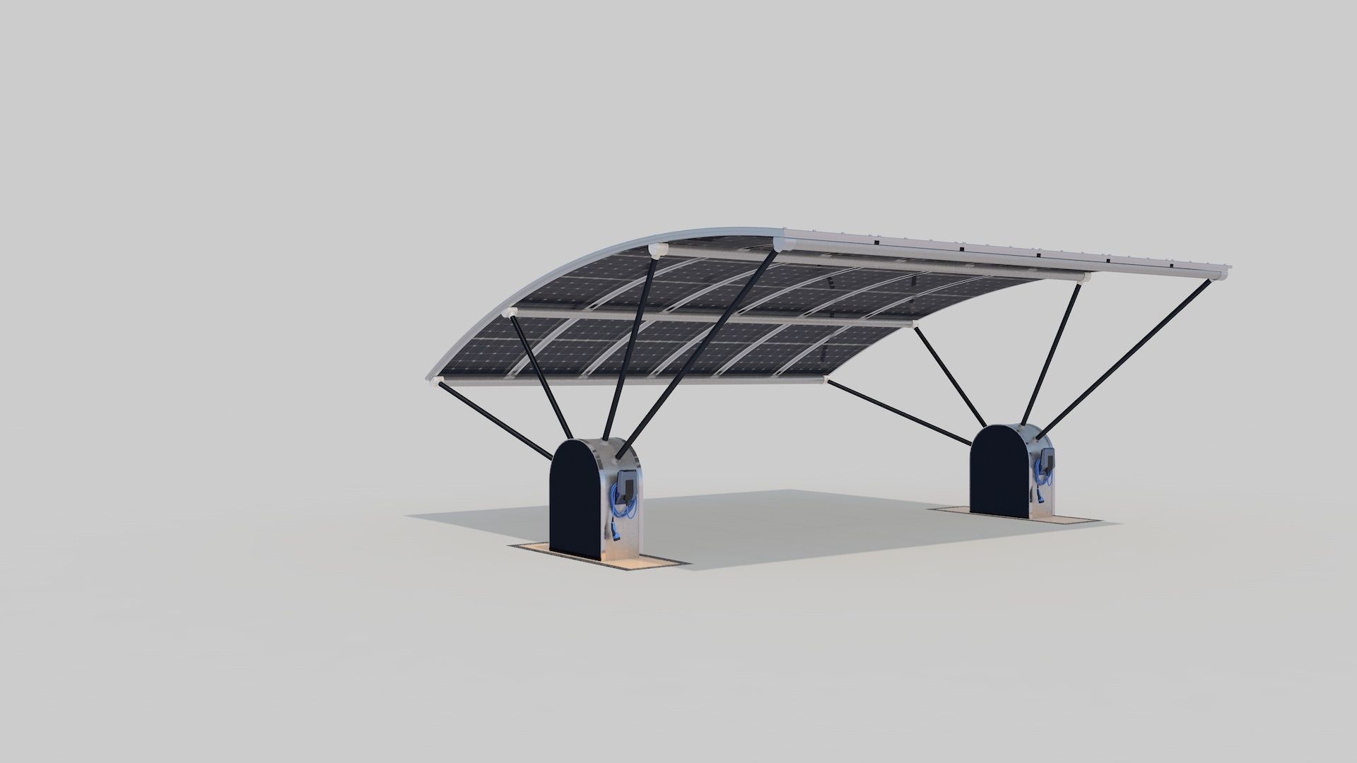 Outdoor Parking With Solar System 3D model_13