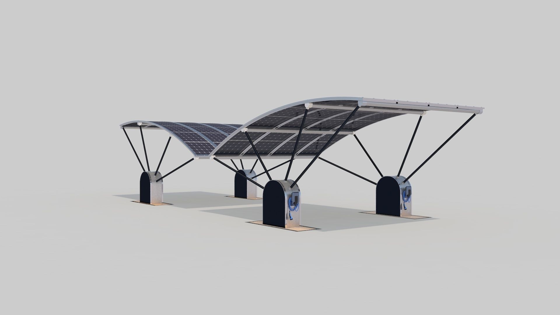 Outdoor Parking With Solar System 3D model_10