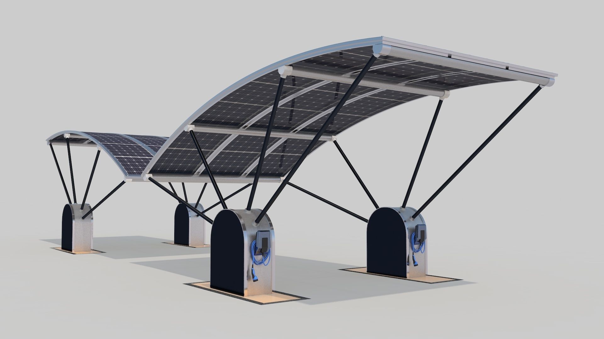Outdoor Parking With Solar System 3D model_9