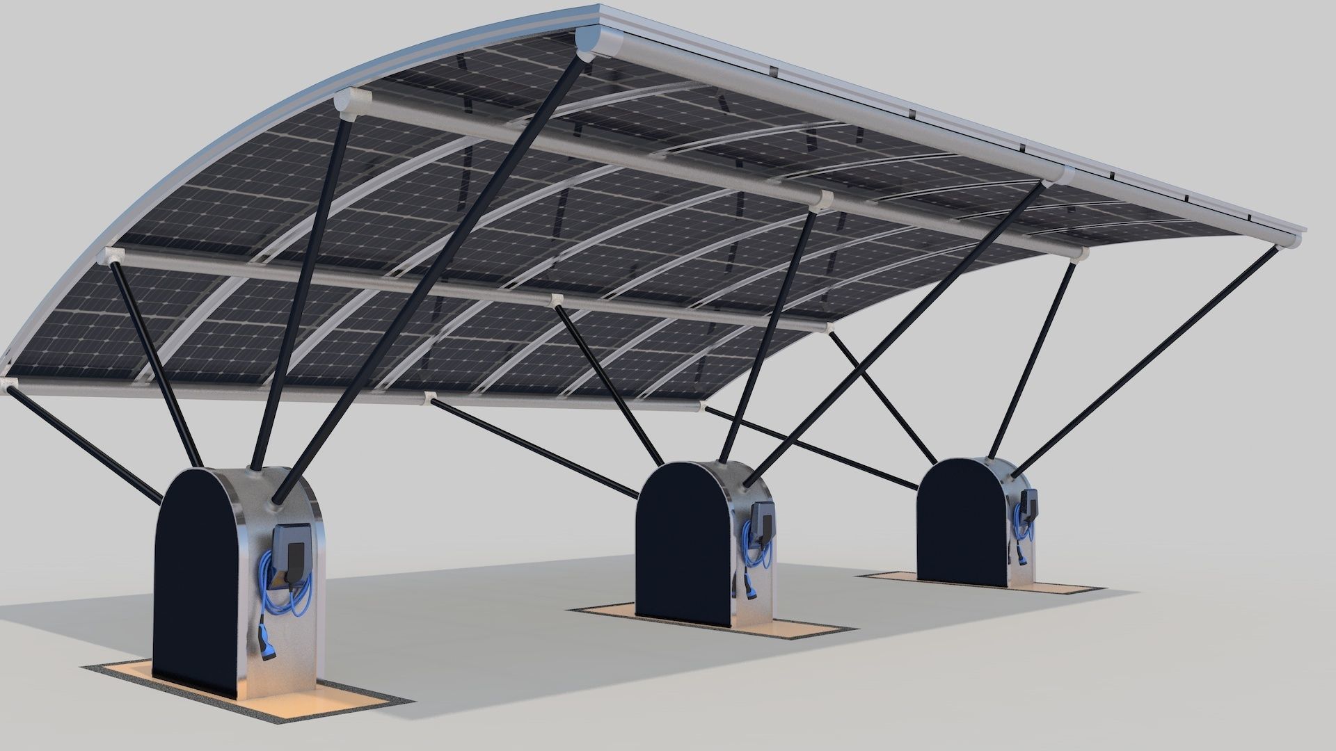 Outdoor Parking With Solar System 3D model_25