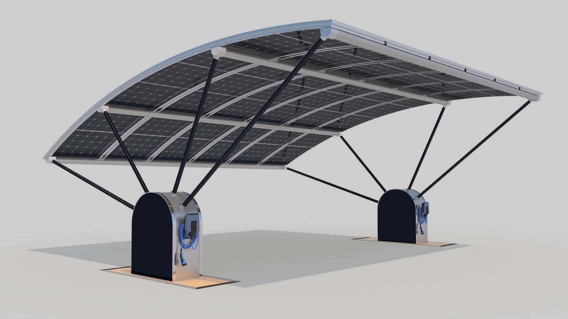 Outdoor Parking With Solar System 3D model_24