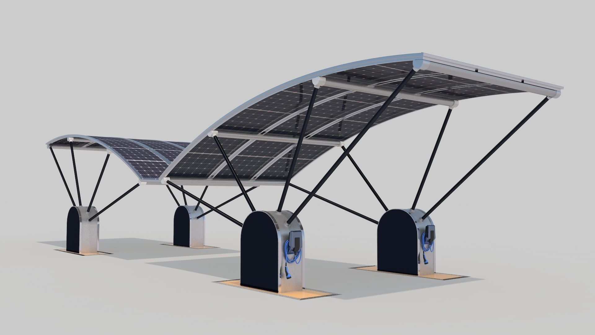 Outdoor Parking With Solar System 3D model_27