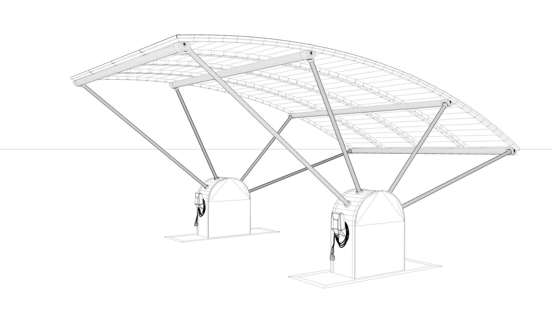Outdoor Parking With Solar System 3D model_32