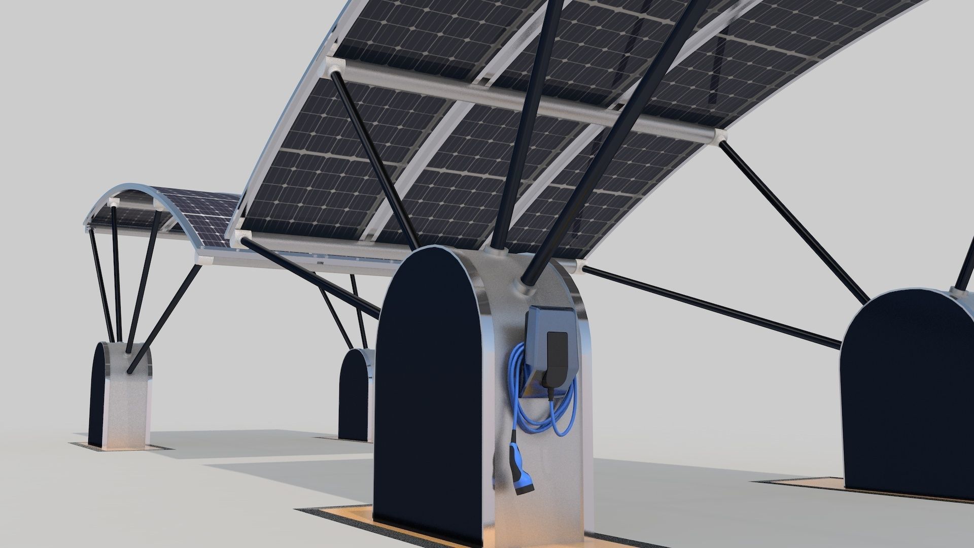 Outdoor Parking With Solar System 3D model_29