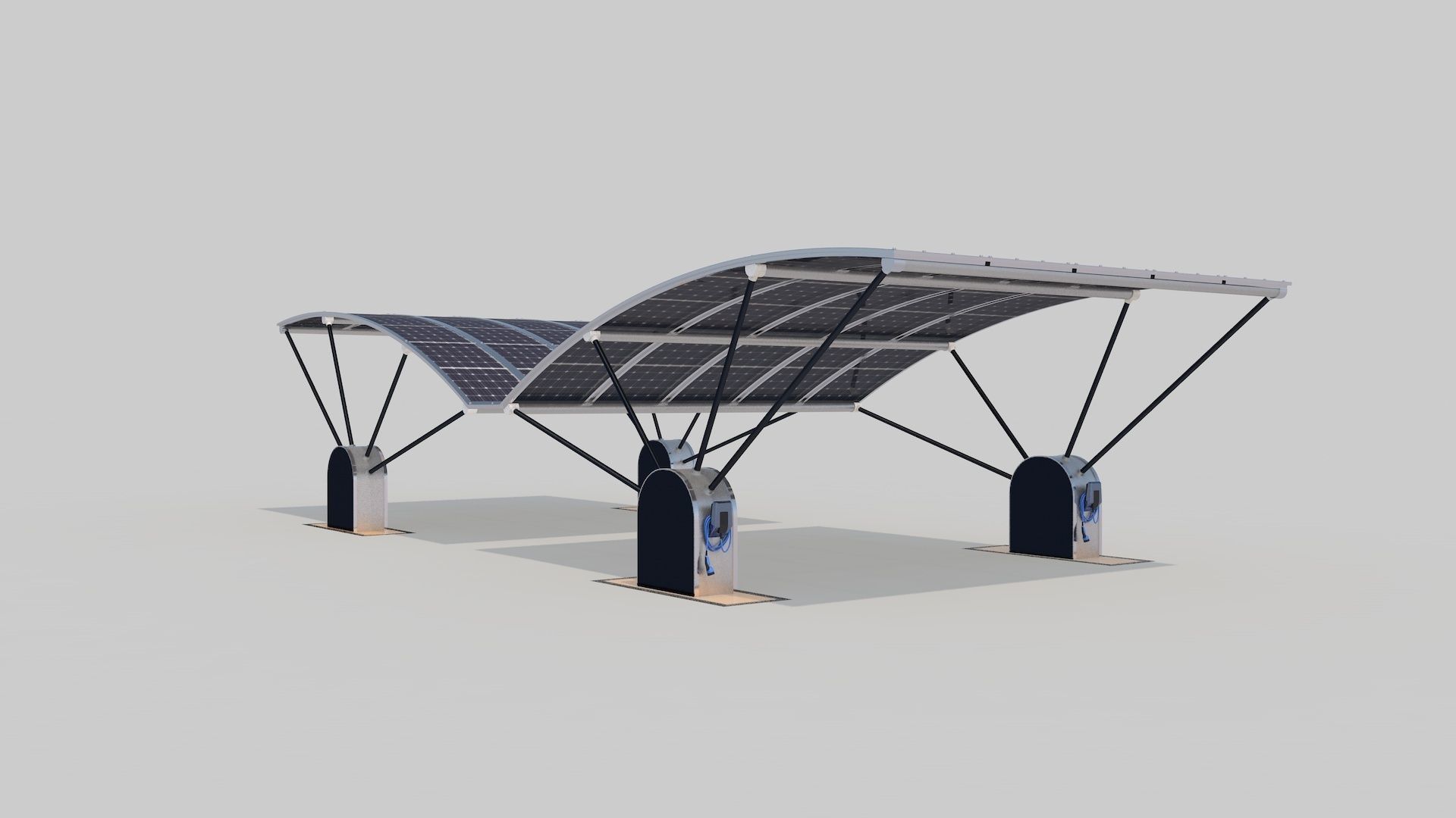 Outdoor Parking With Solar System 3D model_11