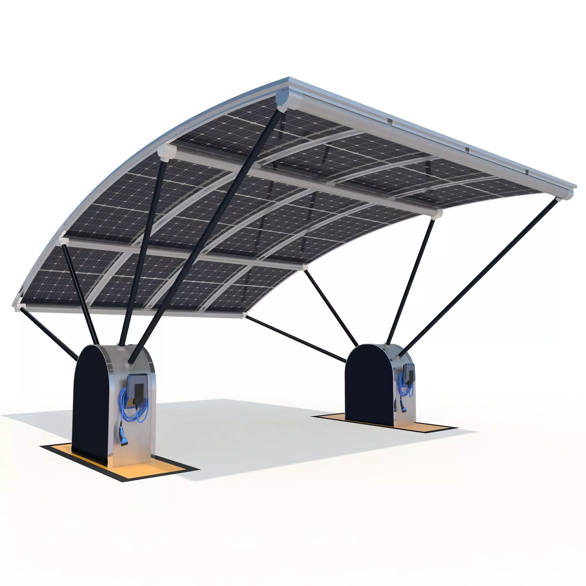 Outdoor Parking With Solar System 3D model_0