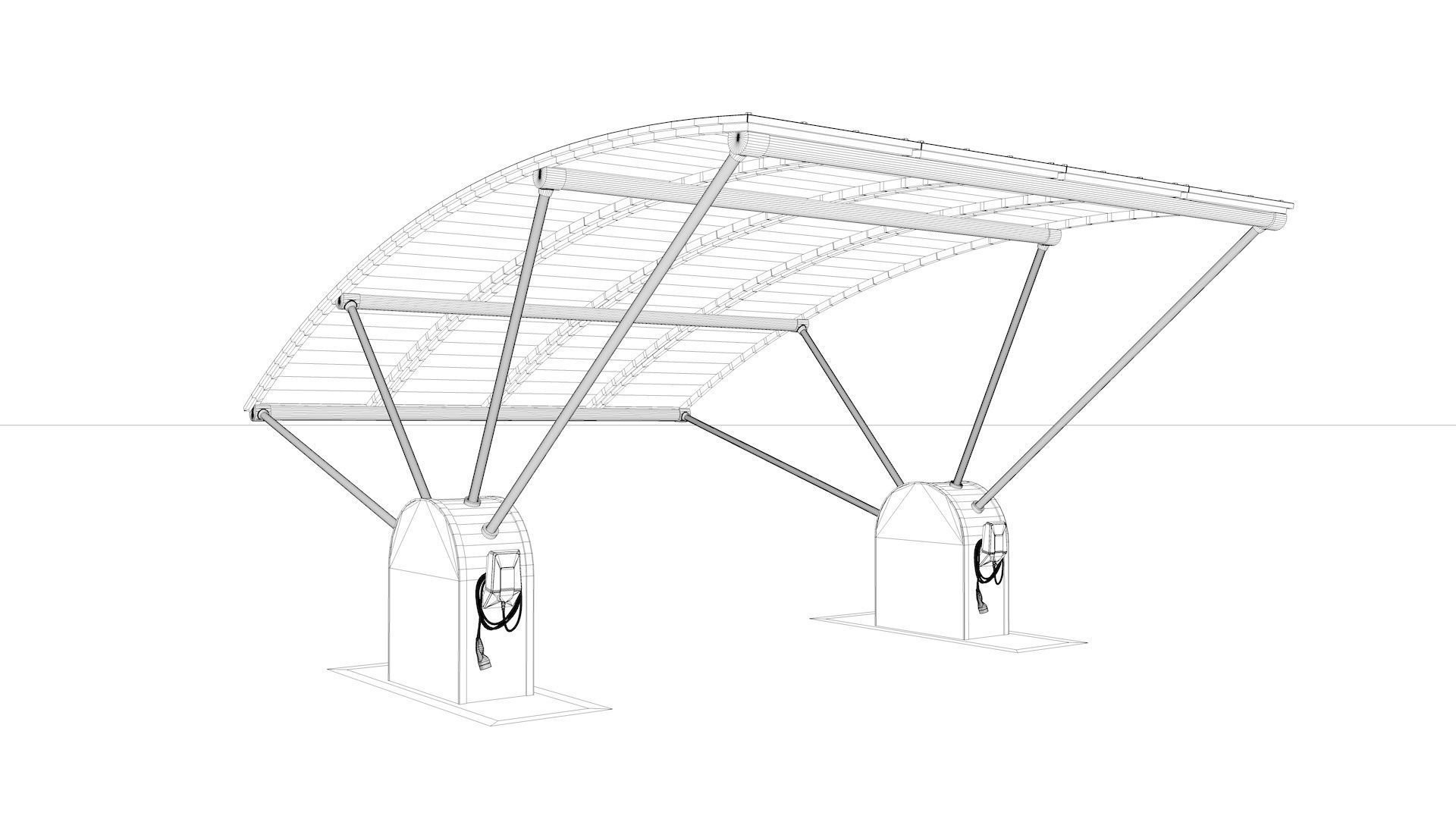 Outdoor Parking With Solar System 3D model_31