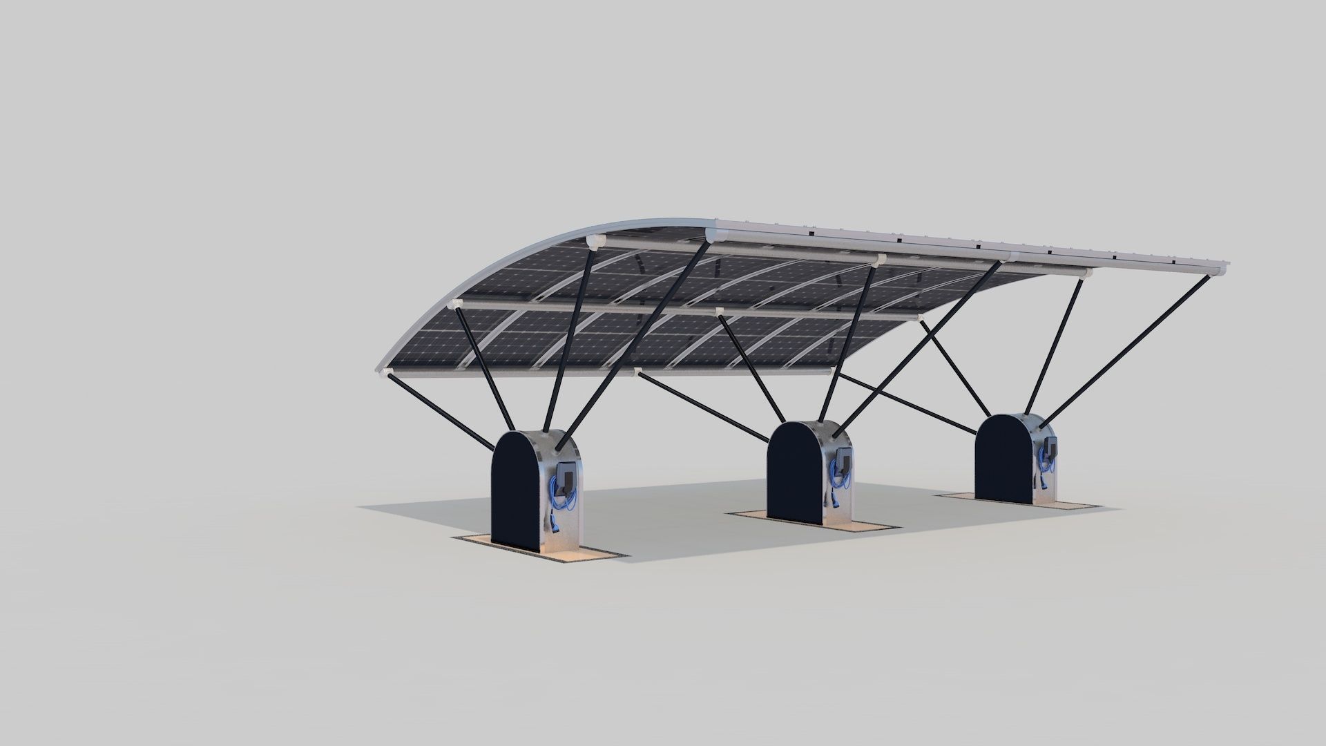 Outdoor Parking With Solar System 3D model_14