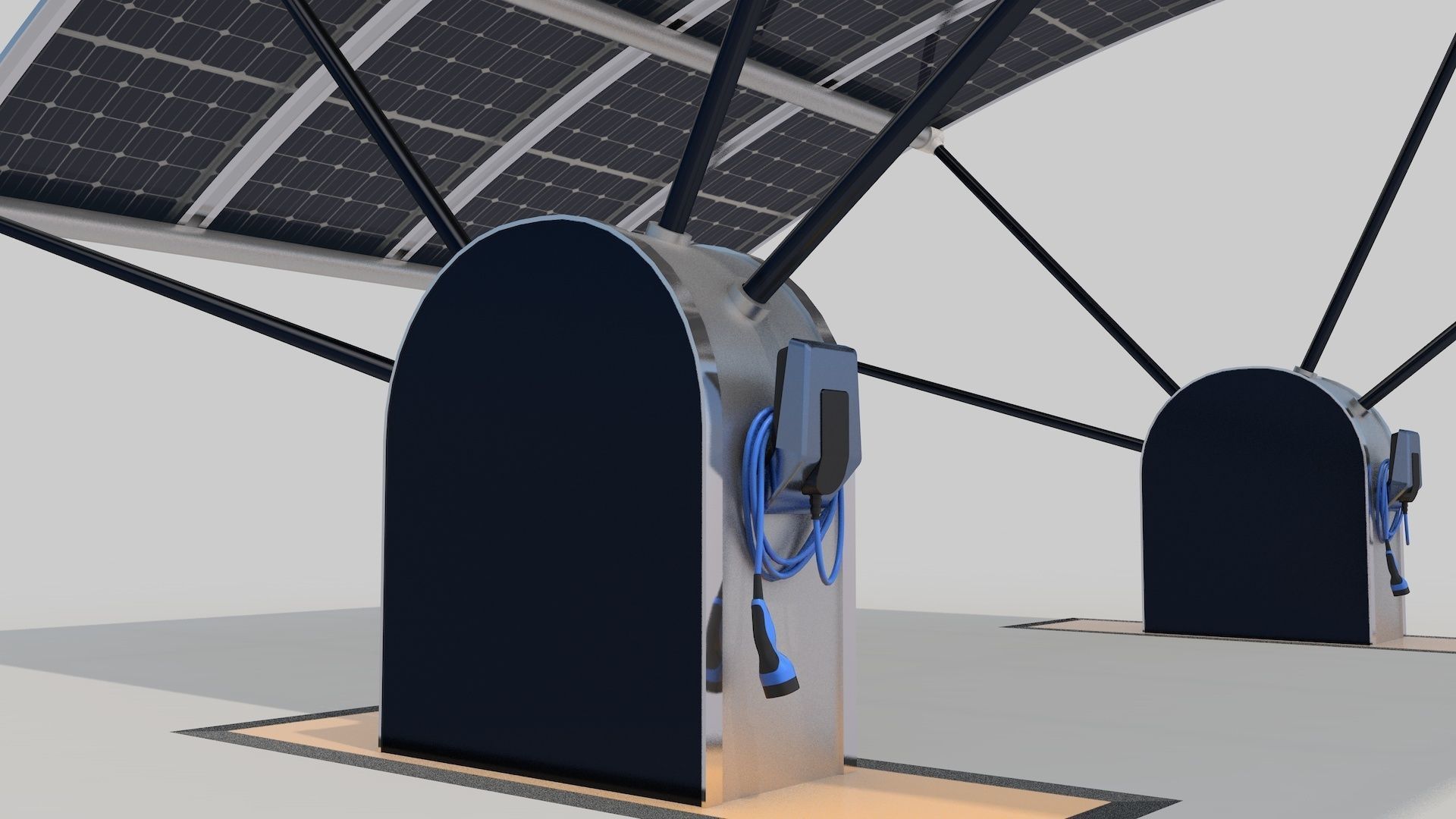 Outdoor Parking With Solar System 3D model_6
