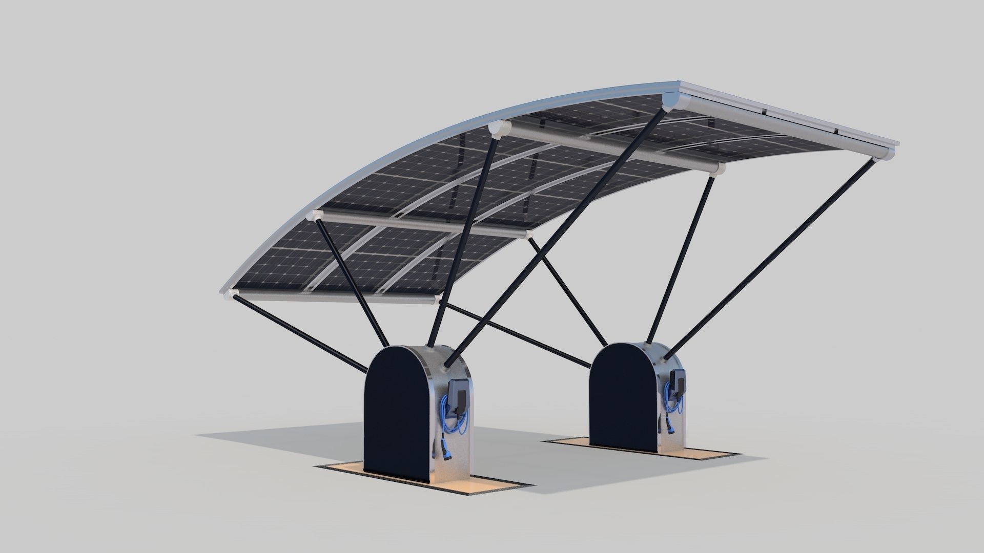 Outdoor Parking With Solar System 3D model_26