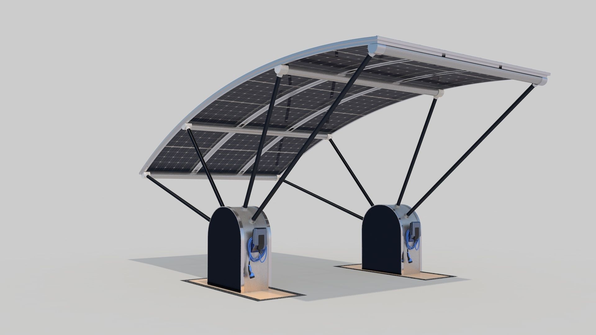 Outdoor Parking With Solar System 3D model_8