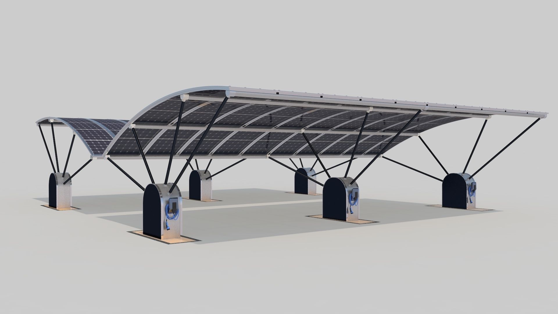 Outdoor Parking With Solar System 3D model_18