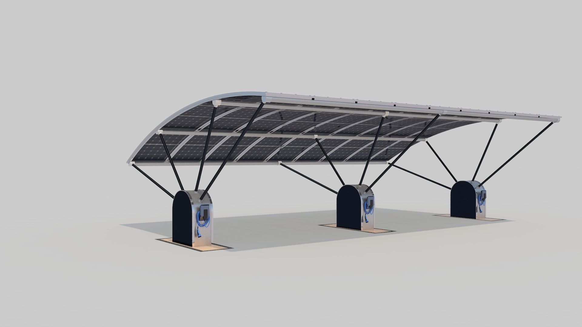 Outdoor Parking With Solar System 3D model_16