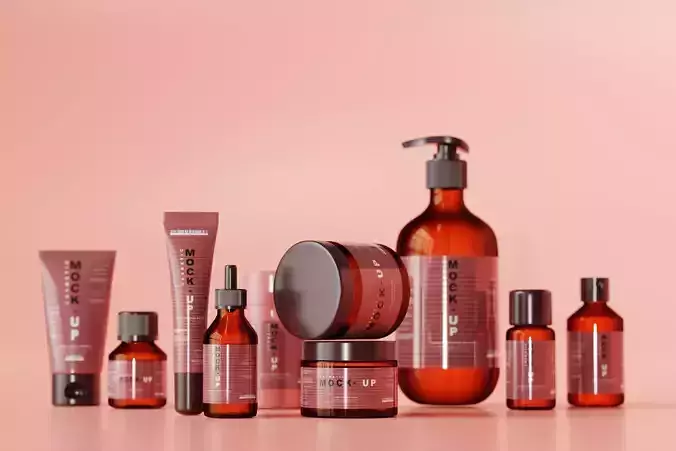 Cosmetic Products and Bottle Packagings 3D model