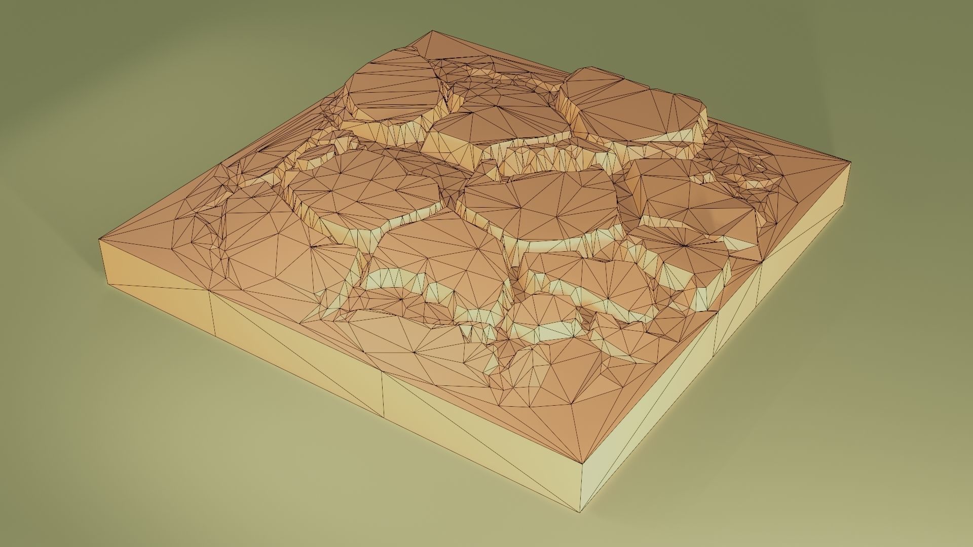 Isometric cliffs terrain Low-poly 3D model_10