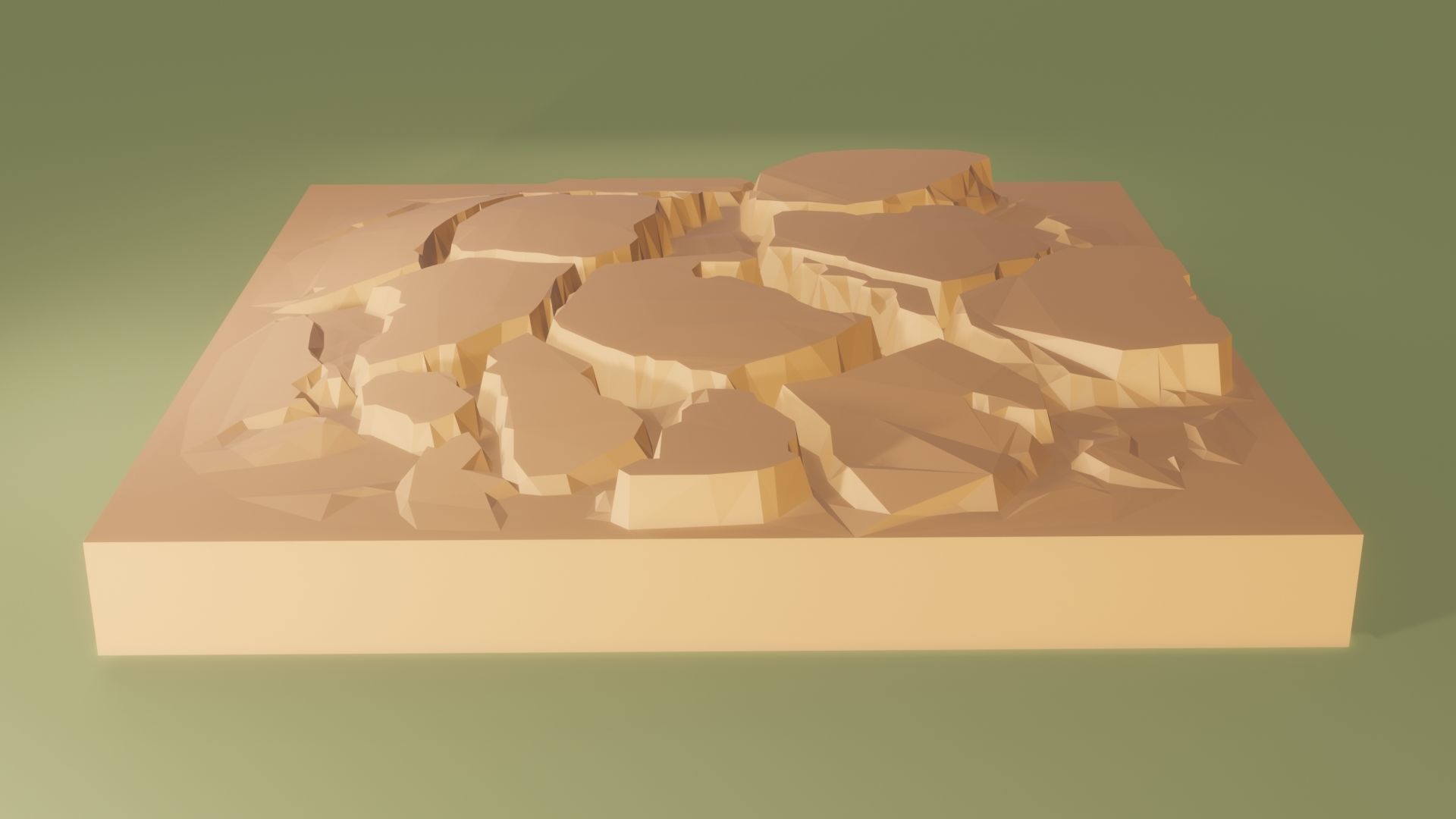 Isometric cliffs terrain Low-poly 3D model_7