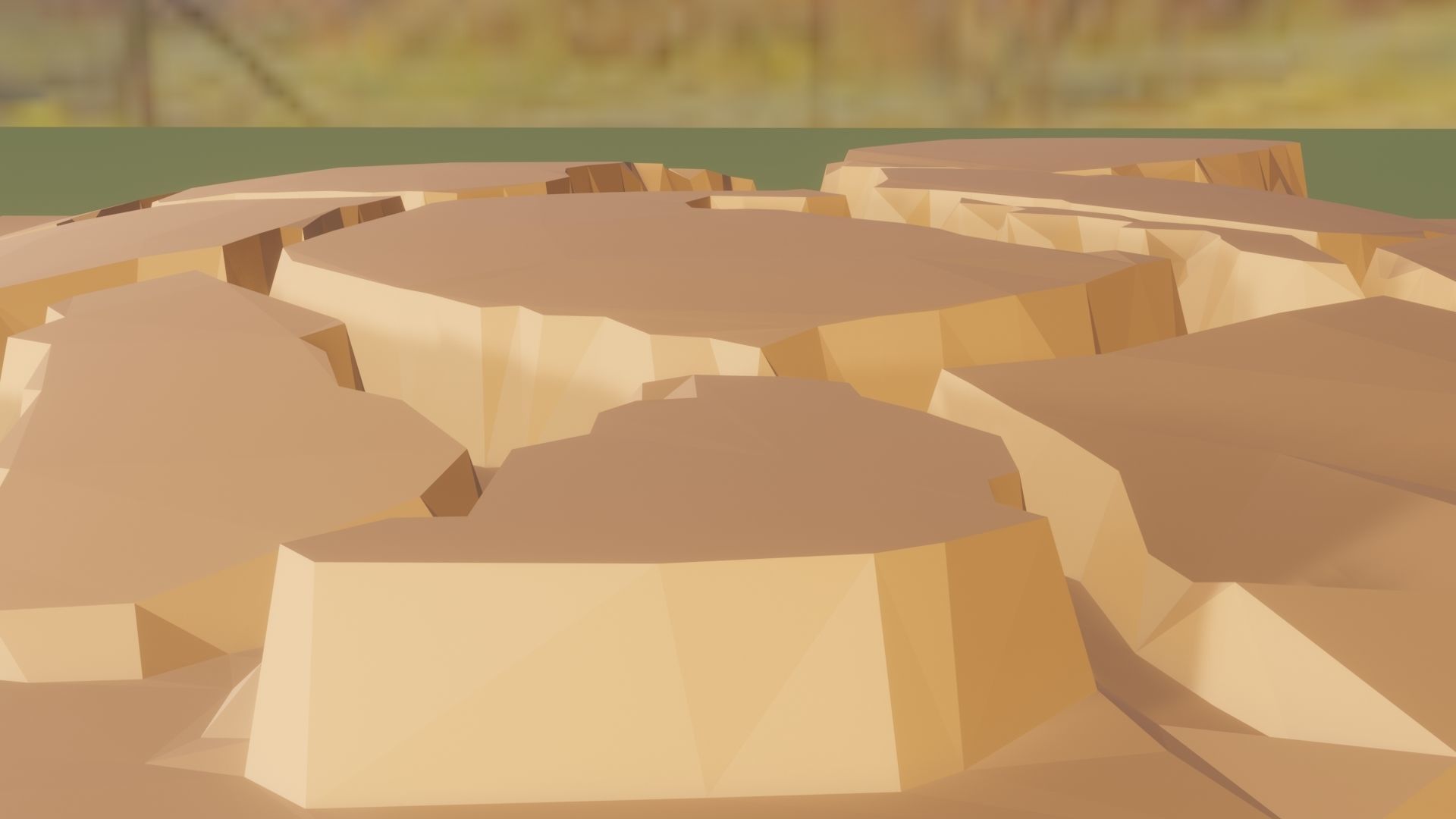 Isometric cliffs terrain Low-poly 3D model_8