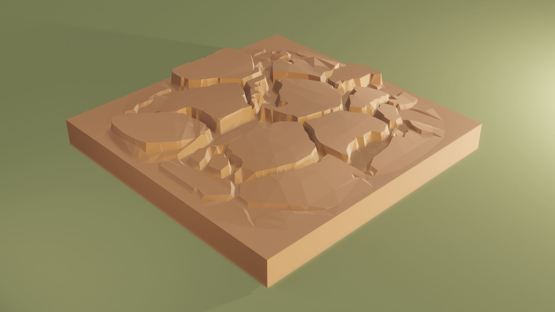 Isometric cliffs terrain Low-poly 3D model_6