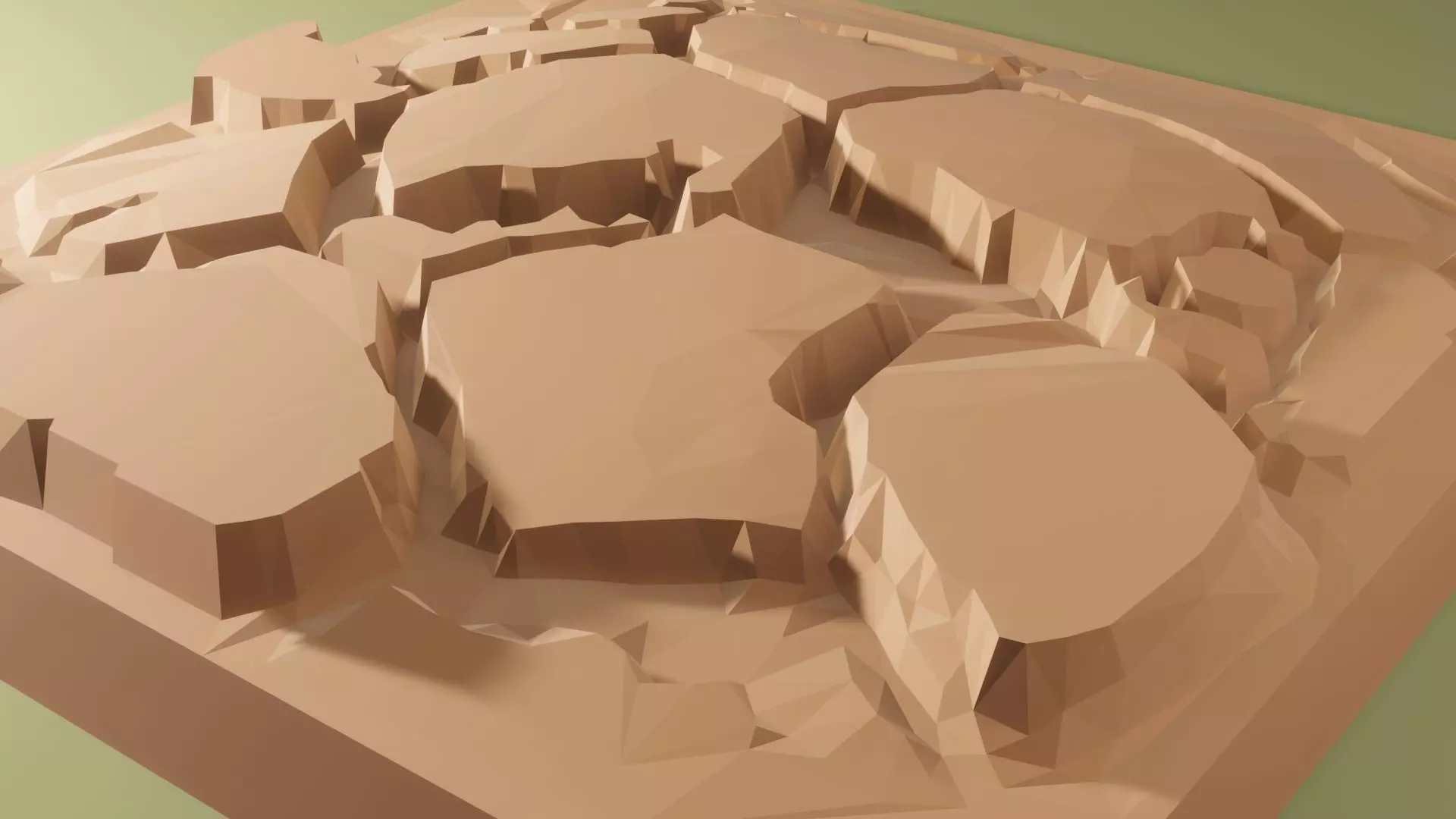 Isometric cliffs terrain Low-poly 3D model_0