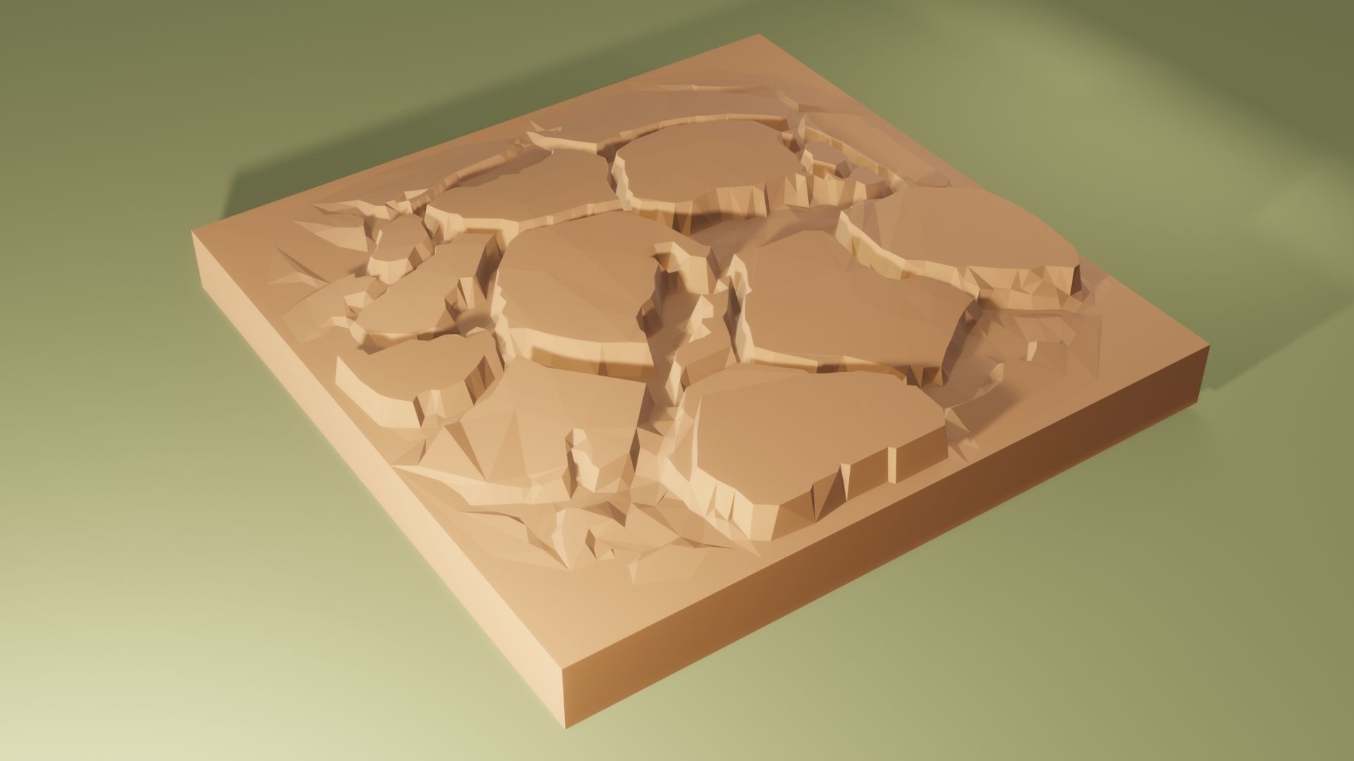 Isometric cliffs terrain Low-poly 3D model_1