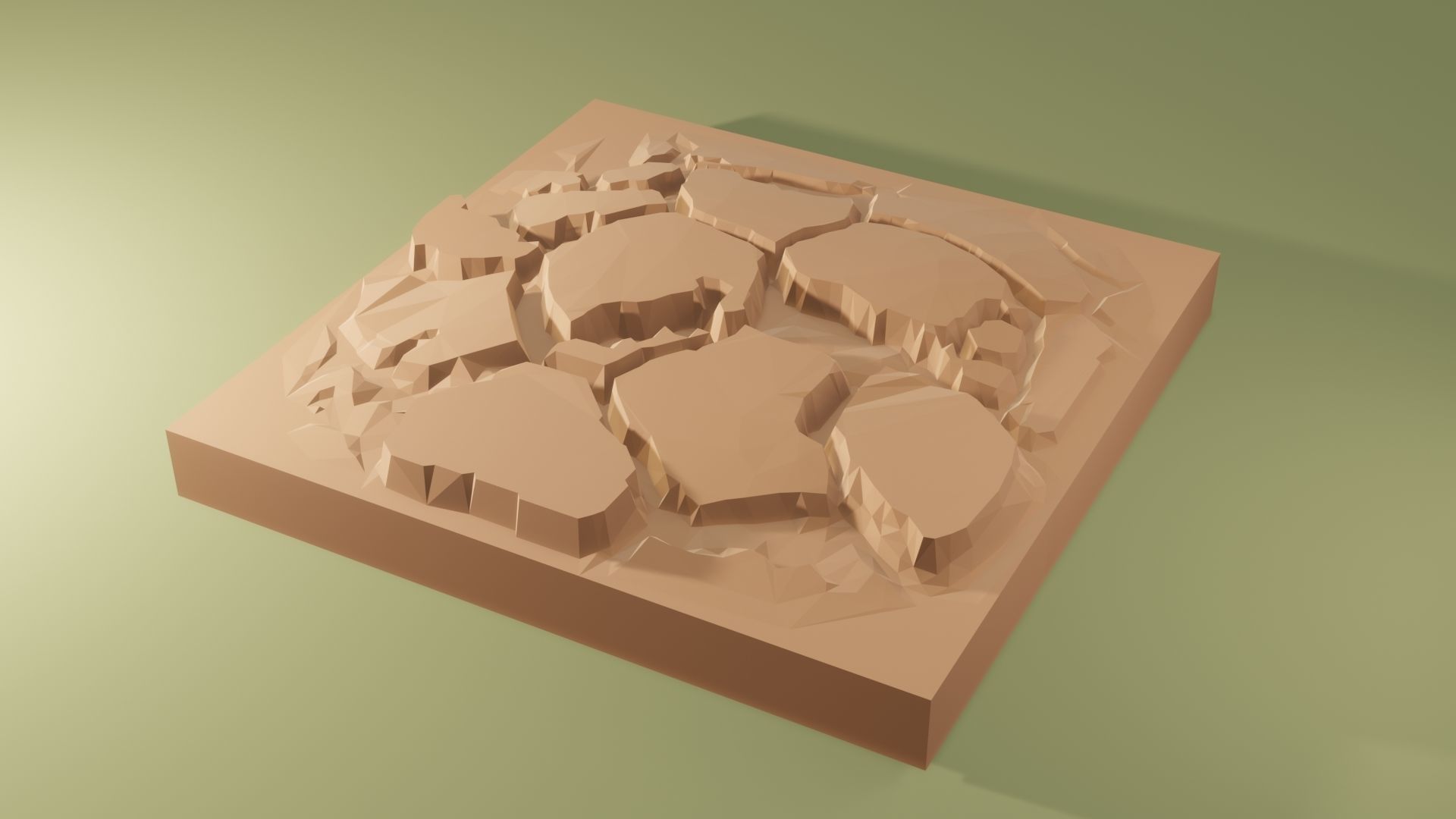 Isometric cliffs terrain Low-poly 3D model_3