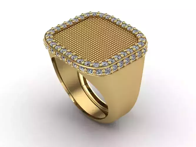STL 3DM Mens Gemstone Diamond Men Ring With Details  3D print model