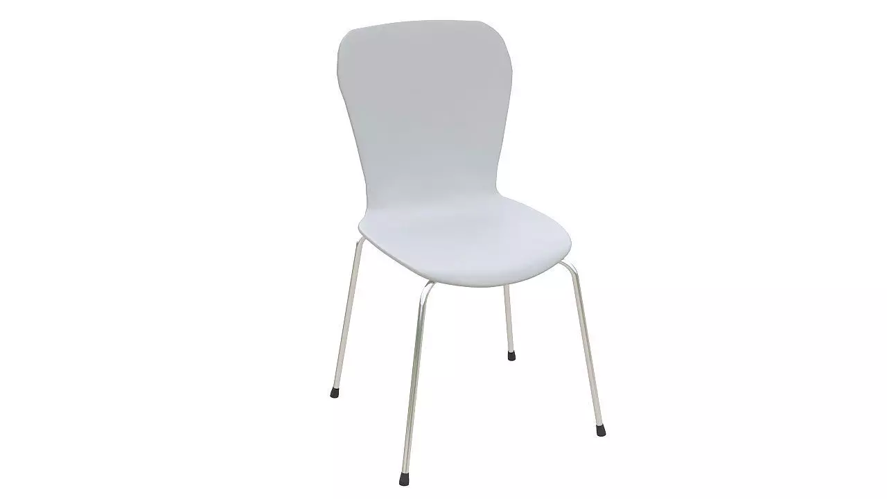 Molded plastic metal chair 3D model_0