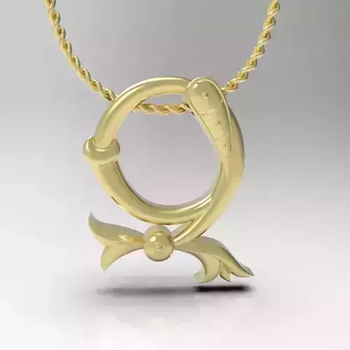 Bird calligraphy Alphabet Armenian pendant Z
