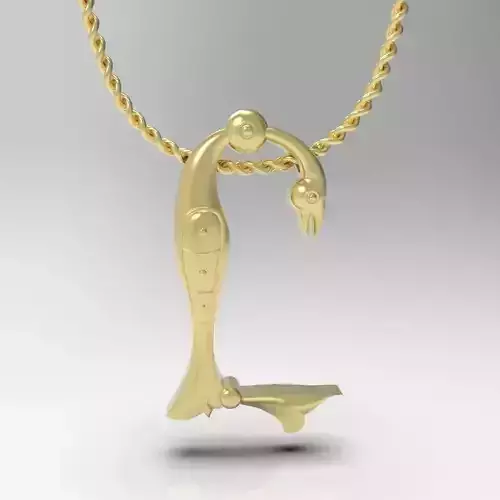 Bird calligraphy Alphabet Armenian pendant Y