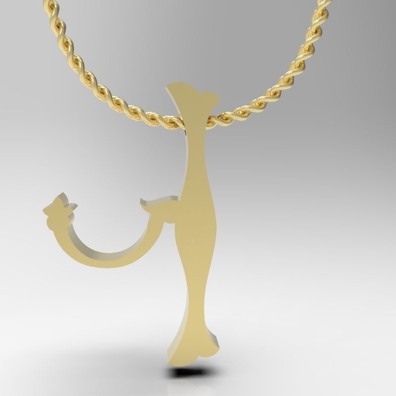 Bird calligraphy Alphabet Armenian pendant Xh 3D print model_2