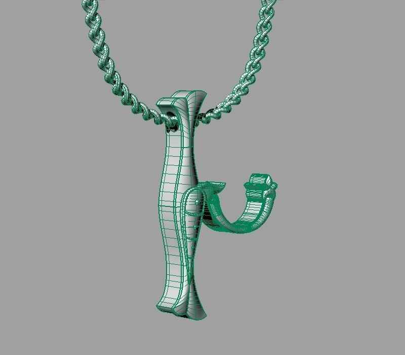 Bird calligraphy Alphabet Armenian pendant Xh 3D print model_31