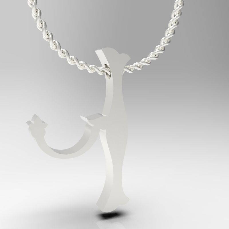 Bird calligraphy Alphabet Armenian pendant Xh 3D print model_13