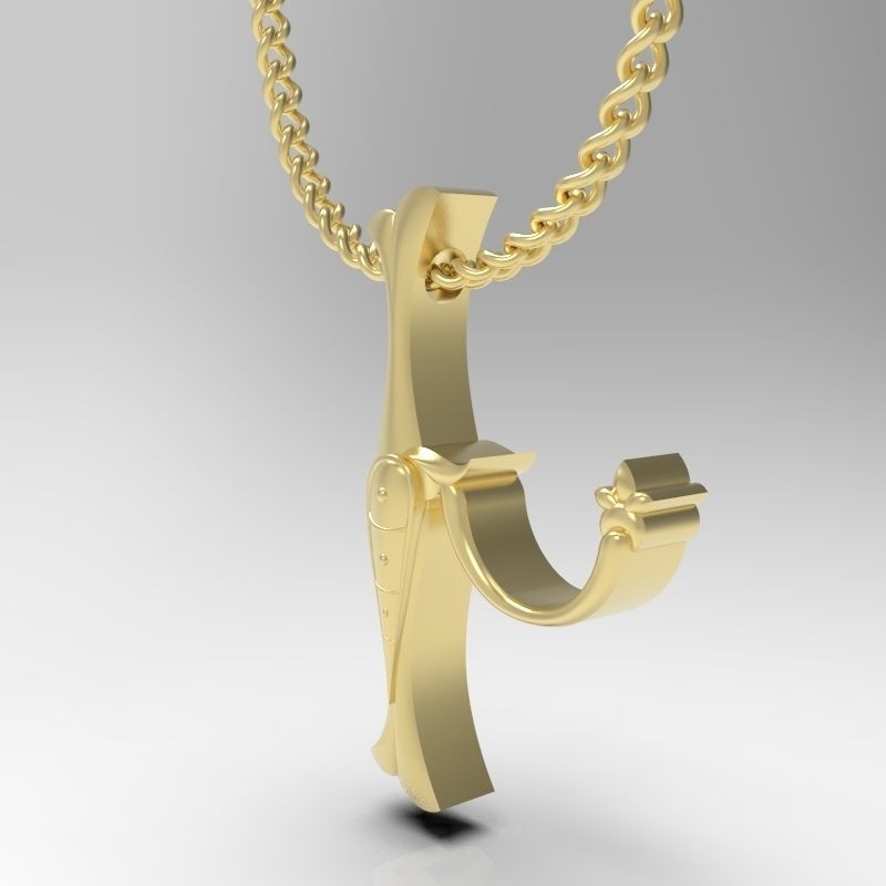 Bird calligraphy Alphabet Armenian pendant Xh 3D print model_4