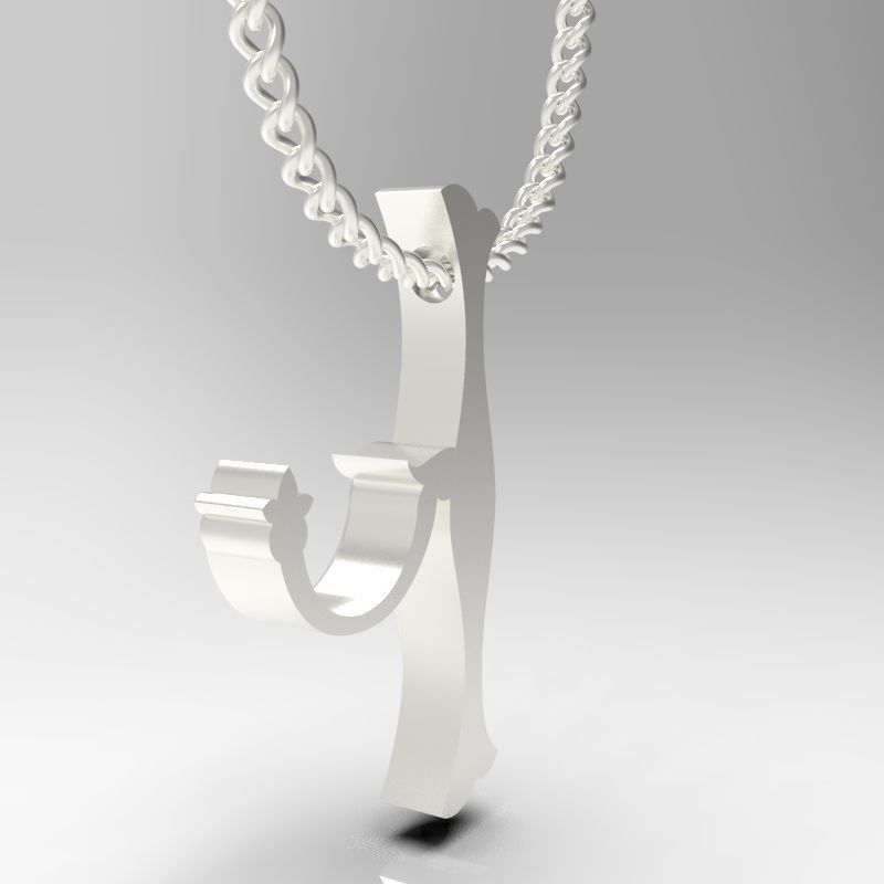 Bird calligraphy Alphabet Armenian pendant Xh 3D print model_21