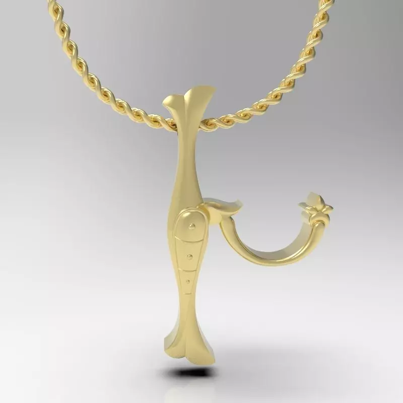 Bird calligraphy Alphabet Armenian pendant Xh 3D print model_0