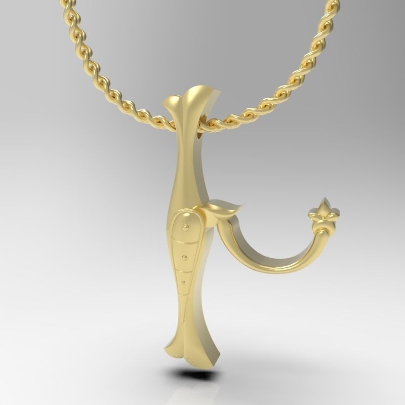 Bird calligraphy Alphabet Armenian pendant Xh 3D print model_1