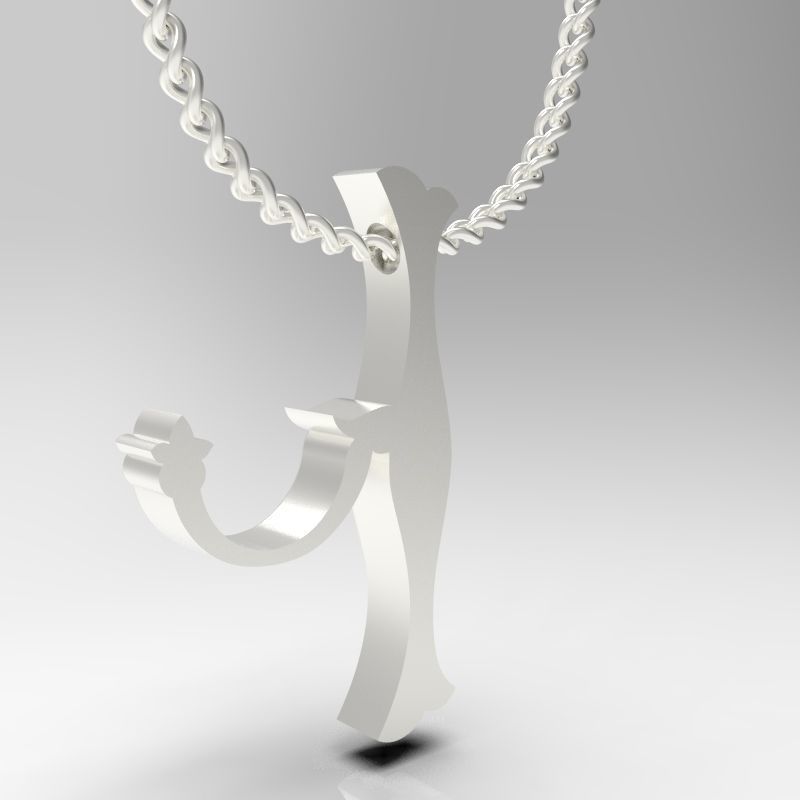 Bird calligraphy Alphabet Armenian pendant Xh 3D print model_12