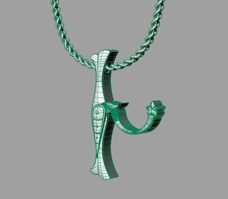 Bird calligraphy Alphabet Armenian pendant Xh 3D print model_23