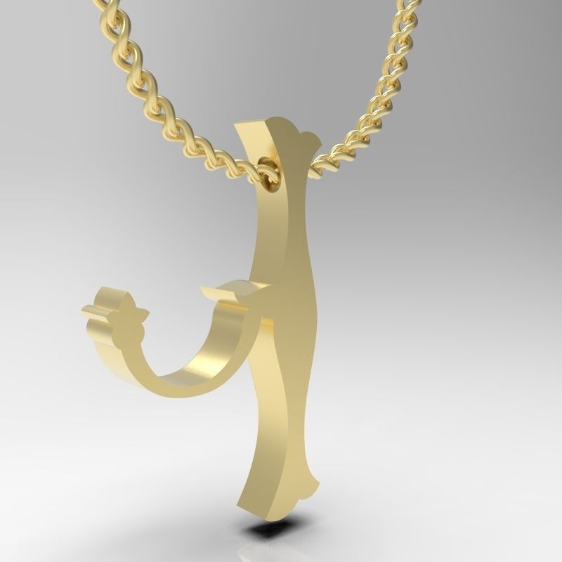Bird calligraphy Alphabet Armenian pendant Xh 3D print model_9