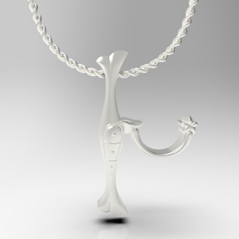 Bird calligraphy Alphabet Armenian pendant Xh 3D print model_14
