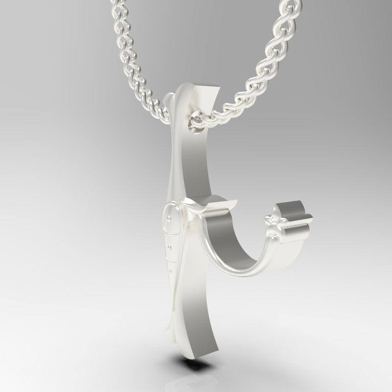 Bird calligraphy Alphabet Armenian pendant Xh 3D print model_17